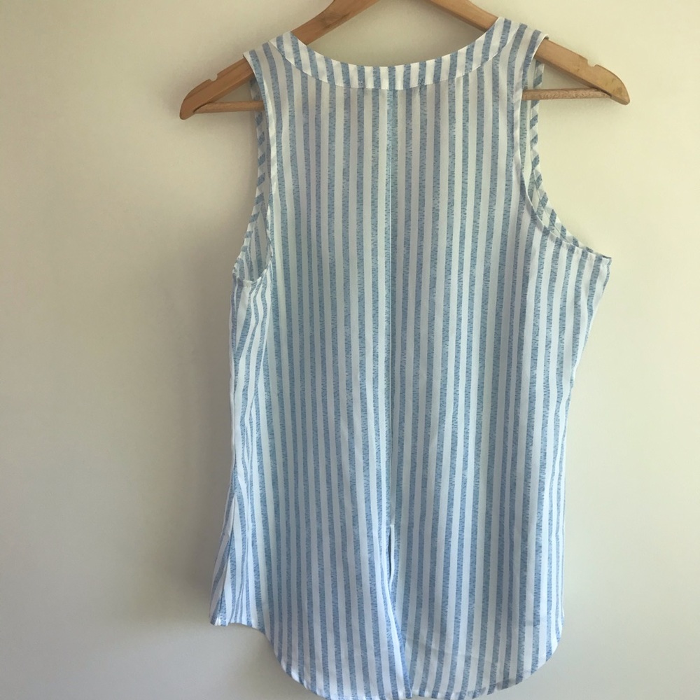 Sanctuary Blue & White Sheer Button Down Top/Blouse - Picture 4 of 11
